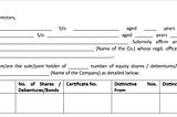 Contents of the Form required for ‘Signature Change’ with RTA