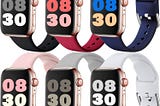 MAZTRON 6-Pack Silicone Band Compatible with Apple Watch Band 38mm 40mm 42mm 44mm, Soft…