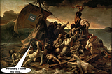 The image is adapted from the painting, ‘The raft of the Medusa’ by Théodore Géricault. It shows survivors of an infamous shipwreck who have now been travelling on a raft in open seas for 13 days. On the sail is a logo which looks remarkably similar to the EHRC logo. One of the survivors is gazing dejectedly into the water, while saying: “‘Personally, I blame the trans…’