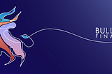 Stilized bull with bright colours being drawn with one simple and playful line