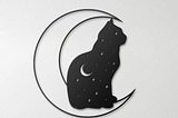 Black Cat Moon Metal Wall Art