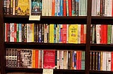 A bookshelf at Waterstones, Covent Garden, London.