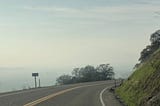 A foggy mountain road