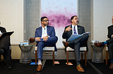 John Lane, Brian Bridges, John B. King Jr and Félix V. Matos Rodríguez, sit for a panel discussion at the CUNY convening.