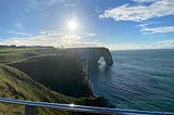A cliffside view of Étretat, Normandie.