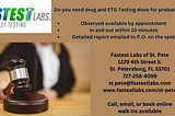 ETG testing Pinellas County, Alcohol Testing St. Petersburg