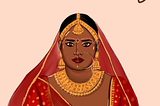 Graphic of a dark skinned Indian bride with the words ‘Unfair and Lovely’