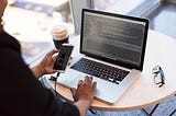 Woman using laptop