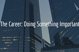 The Career: Doing Something Important