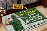 TOP Personalized custom name golf 19th hole club house professional and amateur doormat