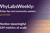 WhyLabs Weekly MLOps: Monitoring LLM metrics at scale.