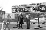 The McDonald brothers standing in front of their first outlet.