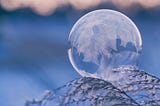 A snowflake captured inside of a dew drop