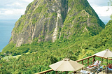 Enjoying the view from Ladera Resort, St. Lucia.