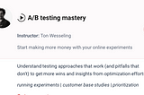 A/B testing (My CXL experience)