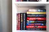 Books on a bookshelf.