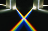 An image of prisims refracting light.