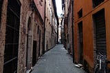 Narrow streets of Ascoli Piceno (Marches), Italy