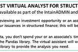 IDA: The Virtual Analyst for Structured Finance