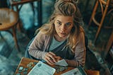 Portrait of woman surrounded by money