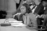 Anita Hill testifies before the Senate Judiciary committee during the Clarence Thomas hearing