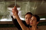 screengrab of John Nash (Russell Crowe) and Alicia Larde (Jennifer Connely) from the film “A Beautiful Mind.”