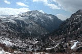 Snow covered mountains on the Eastern Himalayan range