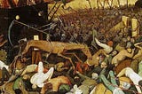 The Triumph of Death by Pieter Bruegel the Elder c. 1562 it was inspired by the waves of the Black Death plaguing the 14th century.