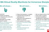 The MA Virtual Reality Manifesto for Immersive Storytelling