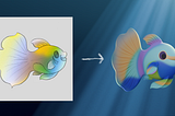 My hand-pencil sketch colored in Photoshop on the left, the reference for my 3D-wireframe render prototype on the right. Created with Blender 4.5.