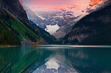 Reflected Sunset, Lake Louise, Canada.