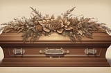 A coffin, sepia illustration