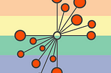 The Student Hub logo with dots connected via lines to an inner circle. The background is a pastel version of the Pride flag.