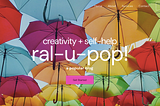Screenshot of ralupop.com, umbrellas image from unsplash Judith Girard Marczak