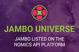 Jambo Listed on the Nomics API platform