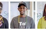 Headshots of three African leaders: they smile and look directly at the camera