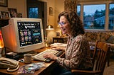 A mother watching her kids on MySpace social media as I had in the early 2000’s.