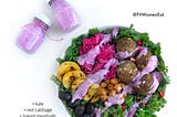 Huge Salad Bowl with Crunchy and Sweet Meatballs