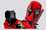 Free Sticker - Deadpool face gun red and black - car, truck, laptop sticker