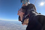 An image of the author skydiving.