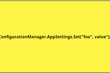 Set ConfigurationManager Values