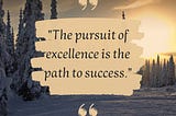 “The pursuit of excellence is the path to success.”
