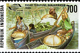 Stamp of Indonesia — 1995 — Colnect 253401 — Floating Market Banjarmasin