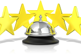 5 stars behind a bell signifying customer service