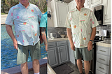 Two pictures of me showing before and after during weight loss.