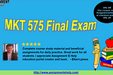 University of Phoenix MKT 575 Final Exam for Strategic Marketing