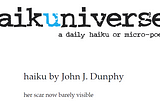 My one-line haiku in Haikuniverse, published 5/17/24
