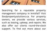 Property Management Innisfail | Soulpropertysolutions.ca
