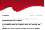 New letter to blood donors — response to a challenge!