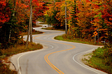 Winding road in Door County, Wisconsin, USA